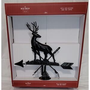 NIB Red Shed Metal Deer Weather Vane Christmas Tree Topper 2023